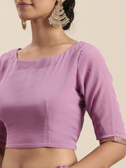 Purple Sold Ruffled Saree - Inddus.com