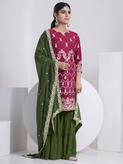 Rani Georgette Embroidered Sharara-Style-Suit - Inddus.com