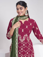 Rani Georgette Embroidered Sharara-Style-Suit - Inddus.com