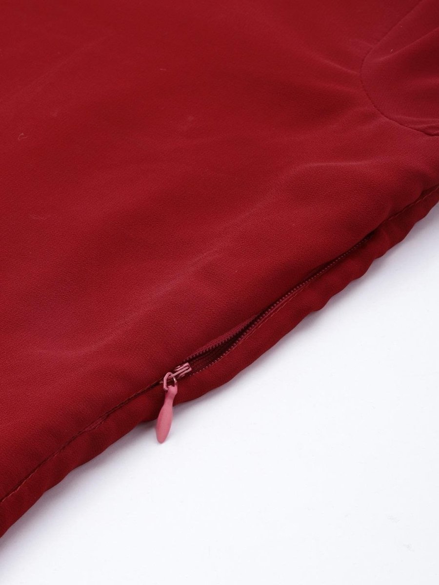 Red Georgette Embroidered Kurta Sharara Dupatta Set - inddus-us