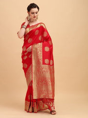 Red & Golden Ethnic Motifs Zari Jashn Saree