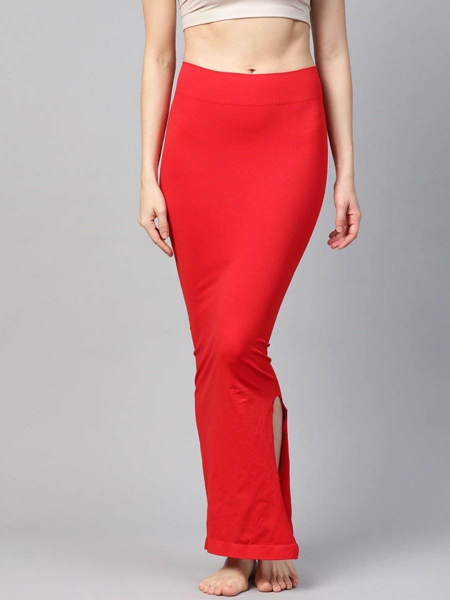 Red Knitted Saree Shapewear - inddus-us