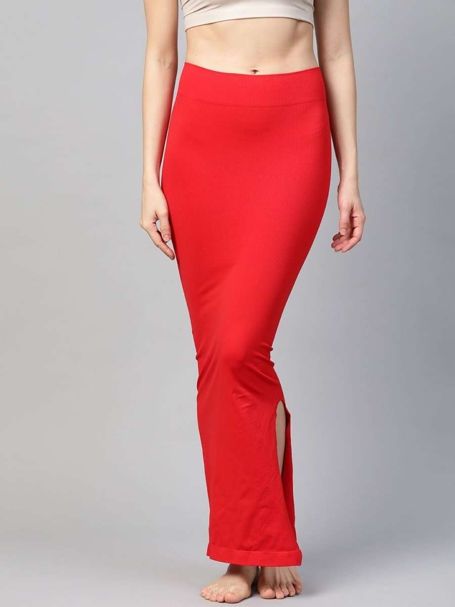 Red Knitted Saree Shapewear - inddus-us