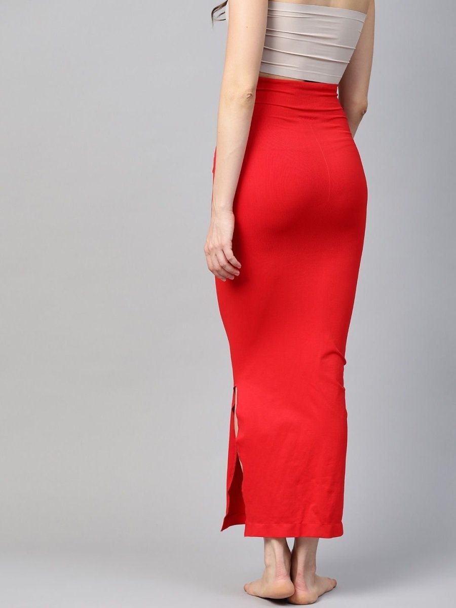Red Knitted Saree Shapewear with Drawstring - inddus-us