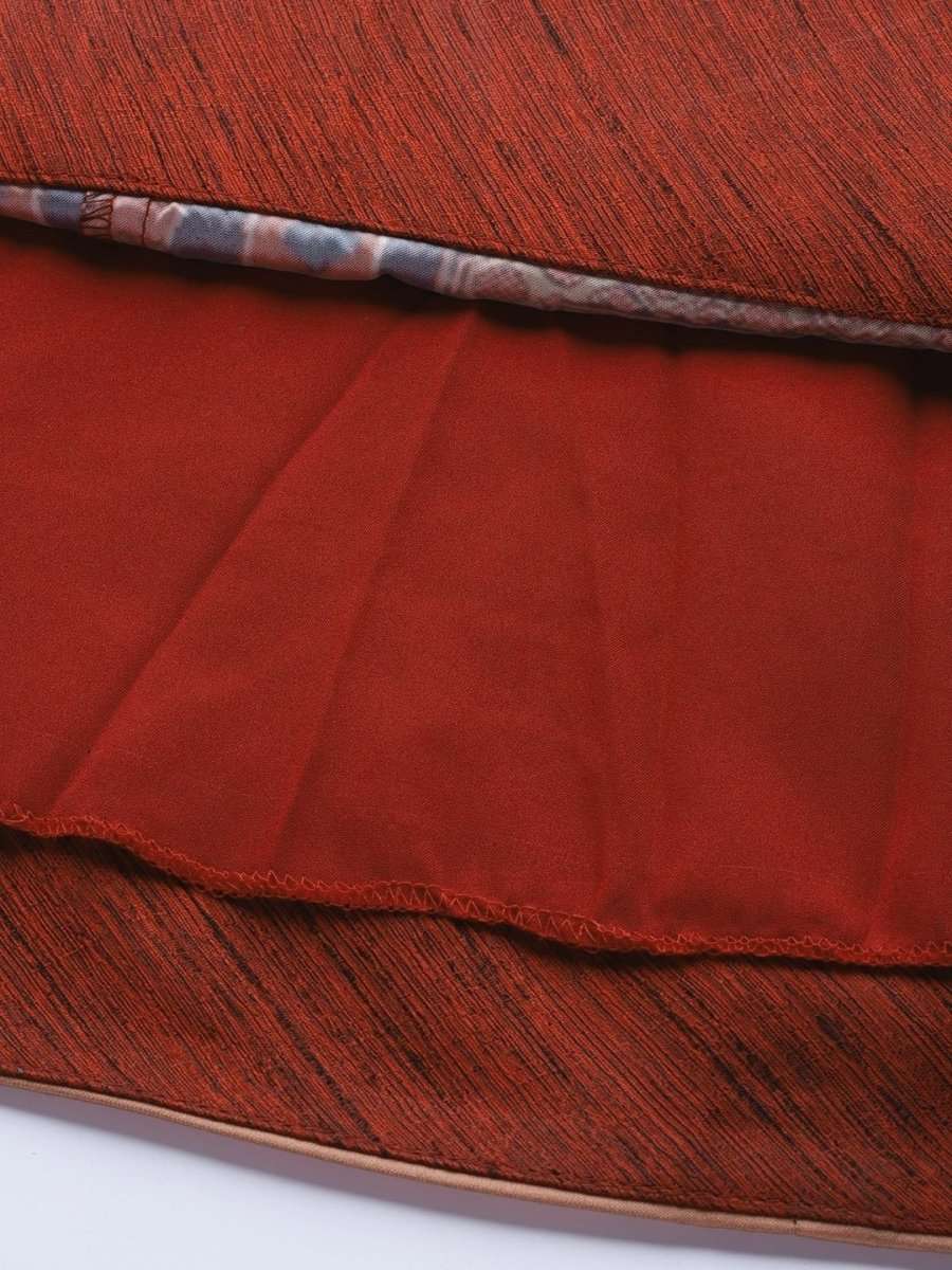 Red Patola Print Semi stitched Lehenga with Blouse and Dupatta - inddus-us