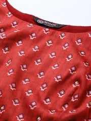 Red Patola Print Semi stitched Lehenga with Blouse and Dupatta - inddus-us
