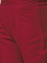 Regular Chanderi Cotton Kurta with Trousers & Dupatta - Inddus.com