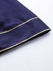 Royal Blue Embroidered Kurta with Sharara and Net Dupatta - Inddus.com