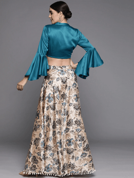 Royale Blue Satin Co-Ords - Inddus.com