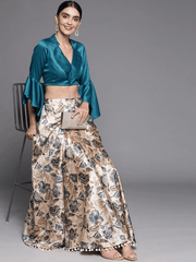 Royale Blue Satin Co-Ords - Inddus.com