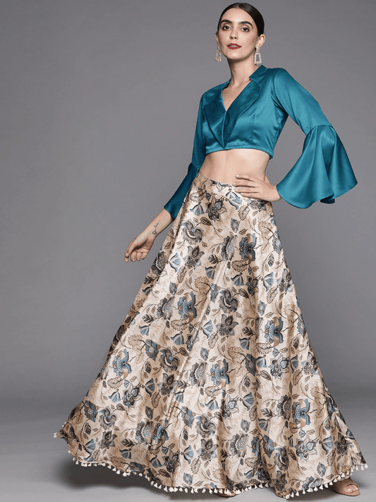 Royale Blue Satin Co-Ords - Inddus.com