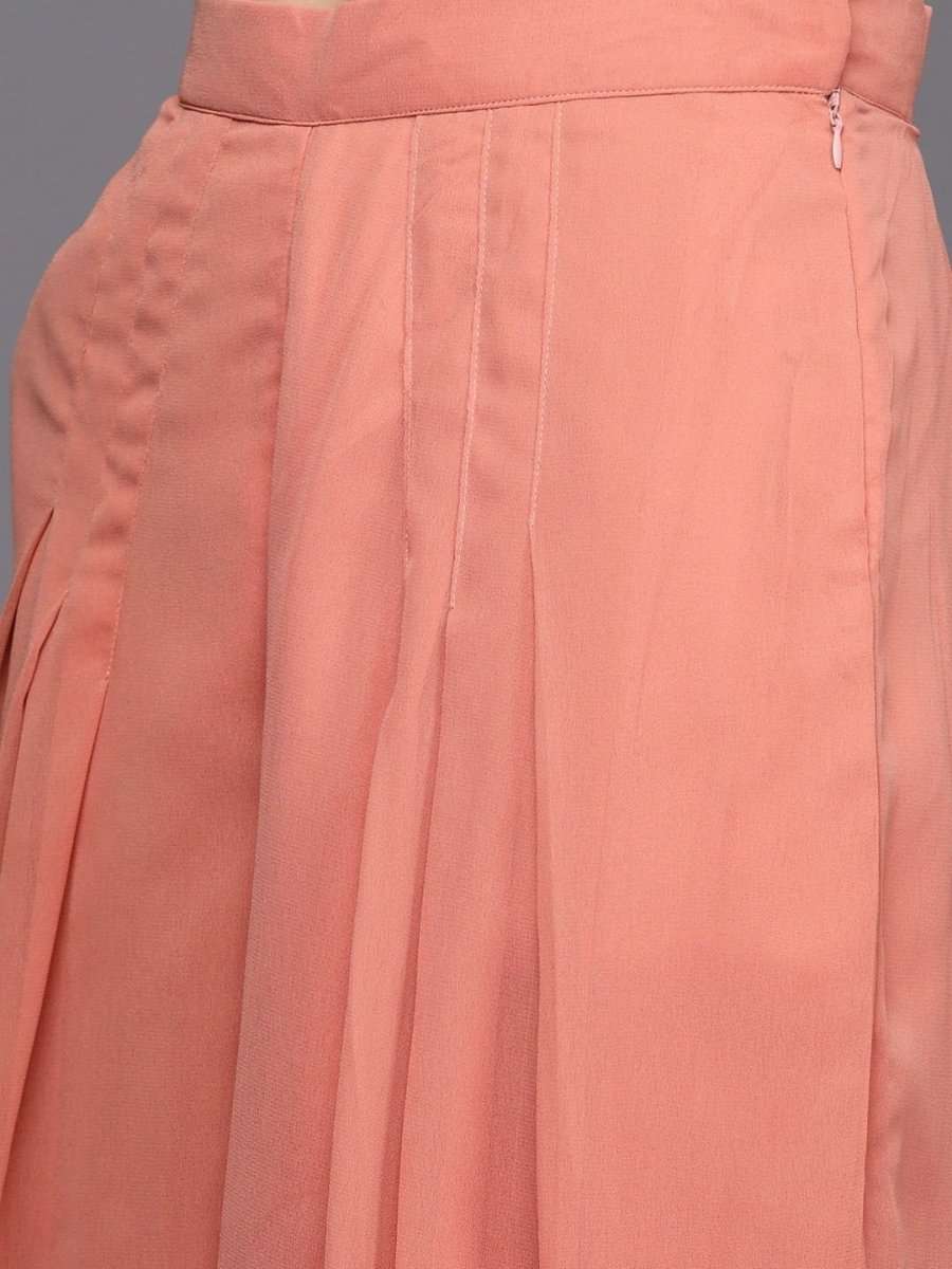 Rust Embroidered Kurta with Sharara - inddus-us