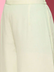 Sage Green Embroidered Kurta with Sharara and Ruffled Dupatta - Inddus.com