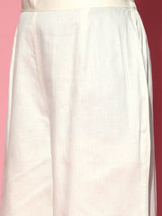 Sage Green Laced Kurta with Palazzo and Embroidered Dupatta - Inddus.com