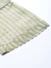 Sage Green Solid Woven Kurta with Pants and Organza Dupatta - Inddus.com