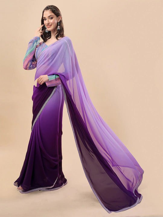 Sangria Pink Green Saree - Inddus.com