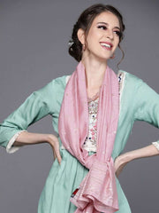 Sea Green Cotton Blend Solid Partywear Kurta Set - inddus-us