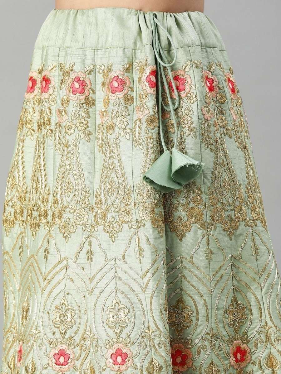 Sea Green Embroidered Partywear Lehenga Choli - inddus-us