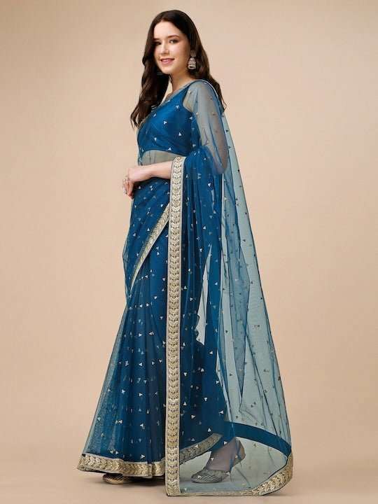 Sequinned Embroidered Net Saree