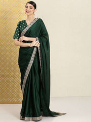 Sequinned Embroidered Satin Saree