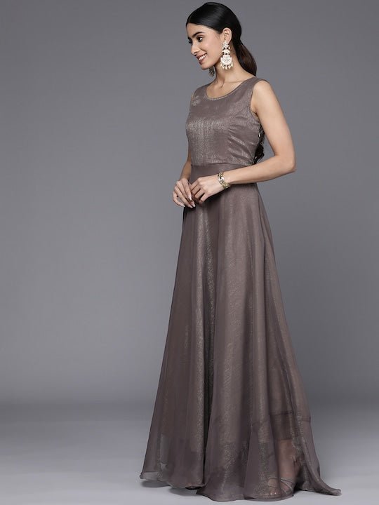 Shimmer Ethnic Gown With Jacket - Inddus.com