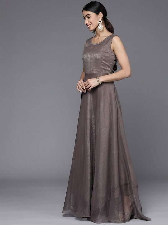 Shimmer Ethnic Gown With Jacket - Inddus.com