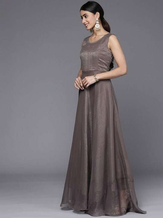 Shimmer Ethnic Gown With Jacket - Inddus.com