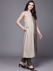 Shoulder Straps Colourblocked A-Line Kurta with Trousers - Inddus.com