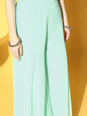 Sky Blue & Magenta Pink Brocade Co-ords Set - Inddus.com