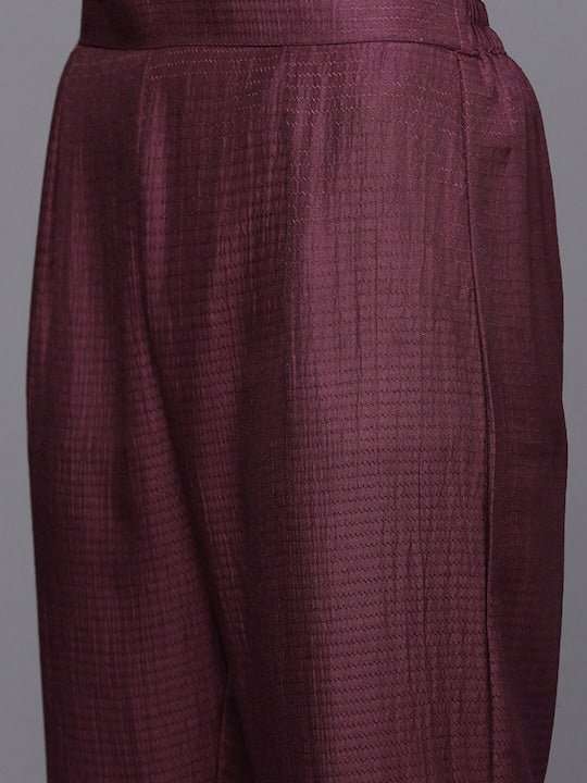 Sleeveless Pleated A-Line Kurta with Trousers - Inddus.com
