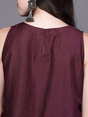 Sleeveless Pleated A-Line Kurta with Trousers - Inddus.com