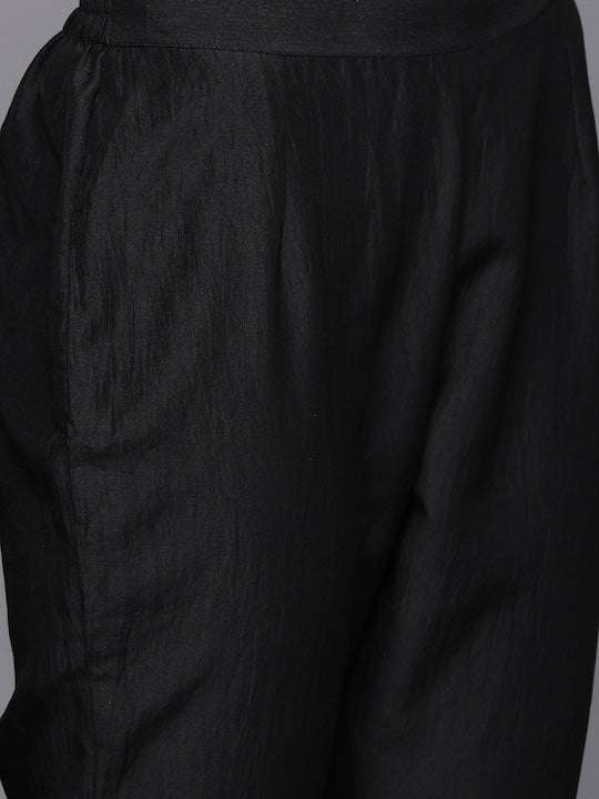 Solid Lace Detailing Kurta with Trouser and Dupatta - Inddus.com