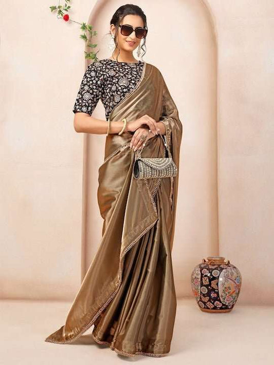 Solid Organza Saree With Blouse Piece