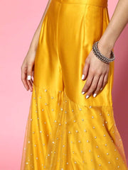 Solid Satin Scalloped Edge Kurta Set - Inddus.com