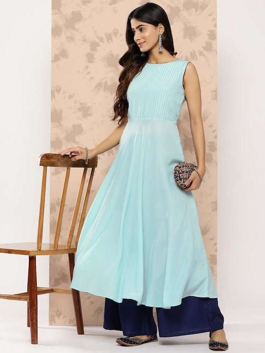 Striped Regular Kurta With Palazzos - Inddus.com