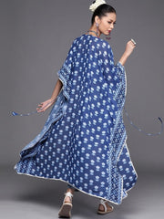 Subtle Blue Poly Georgette Printed Crop Top - inddus-us