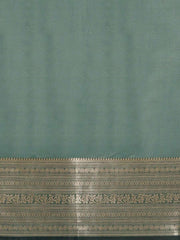 Teal and Gold Zari Woven Ethnic Motifs Organza Saree - Inddus.com