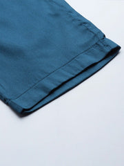 Teal Embroidered Kurta with Pants and Net Dupatta - Inddus.com