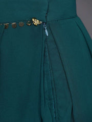 Teal Georgette Sequinned Palazzo Suit - inddus-us