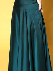 Teal Solid Top & Skirt with Embroidered Jacket - Inddus.com