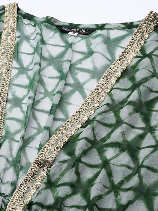 Tie and Dye Layered Plus Size Maxi Dress with Jacket - Inddus.com