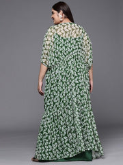 Tie and Dye Layered Plus Size Maxi Dress with Jacket - Inddus.com