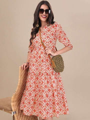 Tribal Printed A-line Midi Dress - Inddus.com