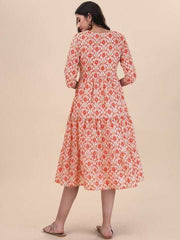 Tribal Printed A-line Midi Dress - Inddus.com