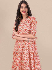 Tribal Printed A-line Midi Dress - Inddus.com