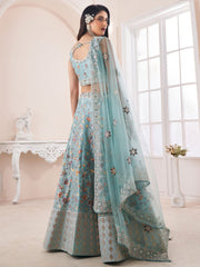 Turquoise Art silk Wedding Lehenga Choli - Inddus.com