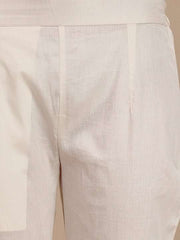 White Floral Printed Straight Kurta & Trousers With Dupatta - Inddus.com