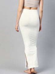 White Knitted Saree Shapewear with Drawstring - inddus-us