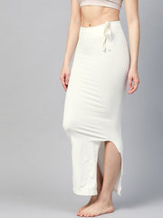 White Knitted Saree Shapewear with Drawstring - inddus-us
