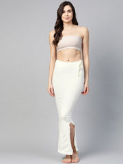 White Knitted Saree Shapewear with Drawstring - inddus-us